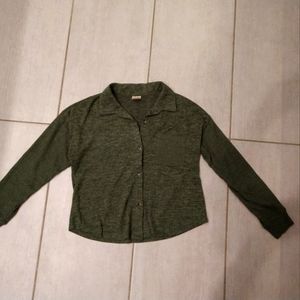 Cropped Long-sleeve Button Up